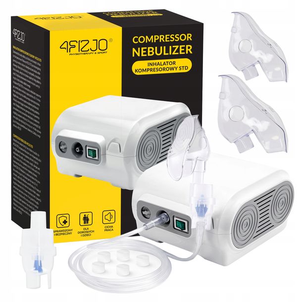 ﻿INHALATOR NEBULIZATOR KOMPRESOROWY DLA DOROSŁYCH PRZENOŚNY CICHY STD