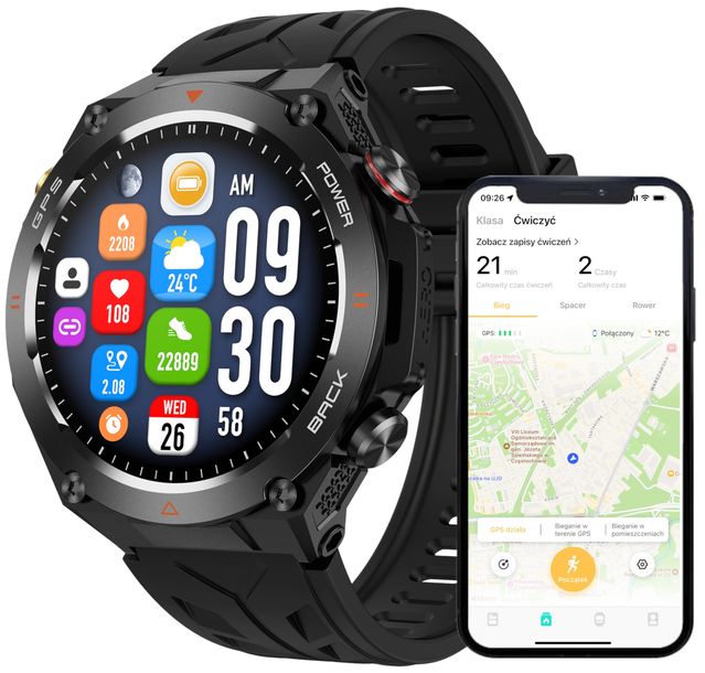 SMARTWATCH MĘSKI ZEGAREK FUNKCJA GPS ROZMOWY CIŚNIENIE 650mAh SMART WATCH