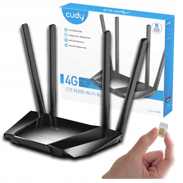 ﻿Router na kartę SIM Plug&Play 4G LTE modem CUDY LT400