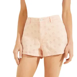 spodenki-damskie-guess-claudia-rozowe-krotkie-szorty-w-kwiatki-haftowane