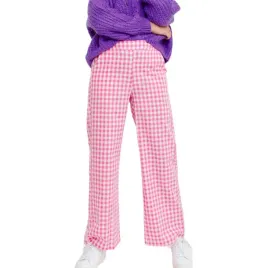 spodnie-damskie-silvian-heach-check-pink-peacock-w-kratke