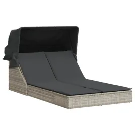 podwojna-lezanka-z-zadaszeniem-i-poduszkami-jasnoszara