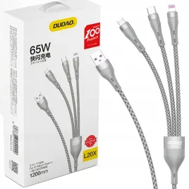 dudao-kabel-3w1-usb-do-lightning-microusb-usb-typ-c-65w-12m-szary
