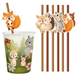 rurki-slomki-papierowe-brazowe-lesni-przyjaciele-zwierzatka-20cm-6szt
