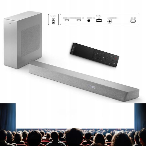 Soundbar Philips TAB8507/10 3.1 MOC 600W srebrny DolbyAtmos Tryb Stadionowy