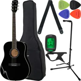 gitara-akustyczna-harley-benton-d-120bk-mahon-czarna-wysoki-polysk-zestaw