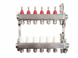 Zdjęcie produktu Rozdzielacz INOX z adapterami PEX 16 - 6 obwodów