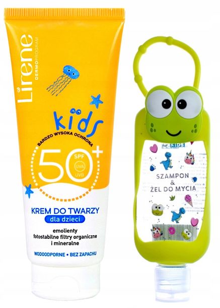 ﻿KREM SPF50 PRZECIWSŁONECZNY Z MINERAŁAMI LIRENE KIDS + ŻEL SZAMPON ZESTAW
