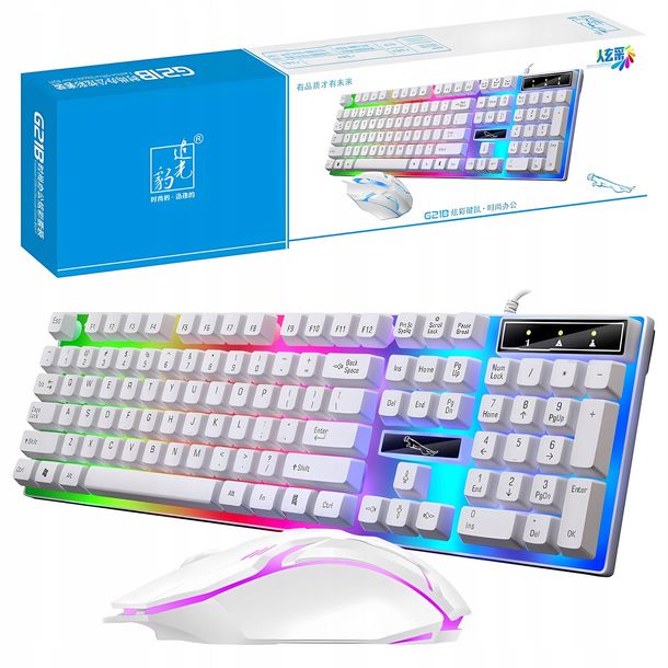 ﻿ZESTAW KLAWIATURA GAMINGOWA MYSZ PODŚWIETLANA RGB