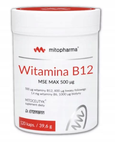 Фото - Вітаміни й мінерали MSE ﻿Mito-Pharma Witamina B12  MAX 120 kapsułek 
