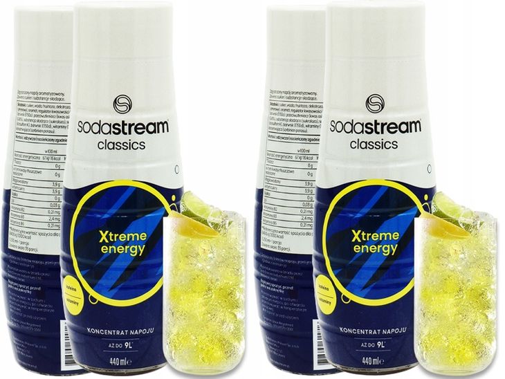 2x SYROP SODASTREAM XTREME ENERGY ENERGETYK DO SATURATORA 9L NAPOJU z 440ml