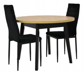 stol-kragly-100x100-130cm-2-krzesla-tapicerowane-welur-czarny