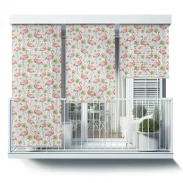 roleta-zewnetrzna-z-eleganckim-nadrukiem-100x290-flamingi-i-zielone-liscie