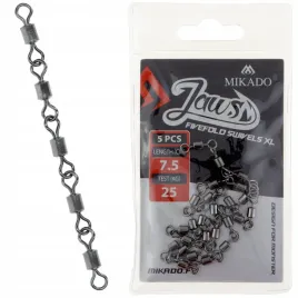 kretliki-mikado-jaws-fivefold-swivels-75-cm-25kg-laczone-do-dozbrojek-5szt