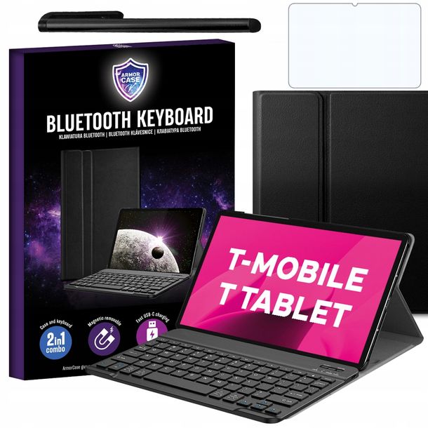 Bezprzewodowa klawiatura z etui do T-Mobile T Tablet TAB 5G + RYSIK + SZKŁO