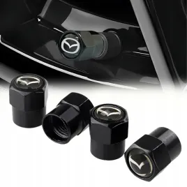 nakretki-na-wentyle-mazda-logo-czarne-metalowe-kapturki-aluminiowe-4-szt