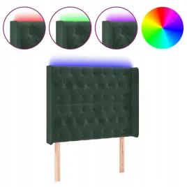 zaglowek-do-lozka-z-led-ciemnozielony-93x16x118-128-cm-aksamit