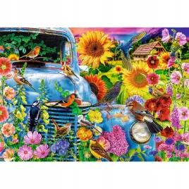 puzzle-1000-ukladanka-widok-piekne-kolorowe-ptaki-kwiaty-auto-12-trefl