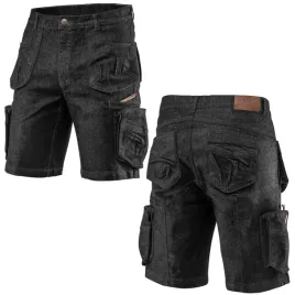 krotkie-spodenki-robocze-jeansowe-czarne-denim-7-kieszeni-neo-xl