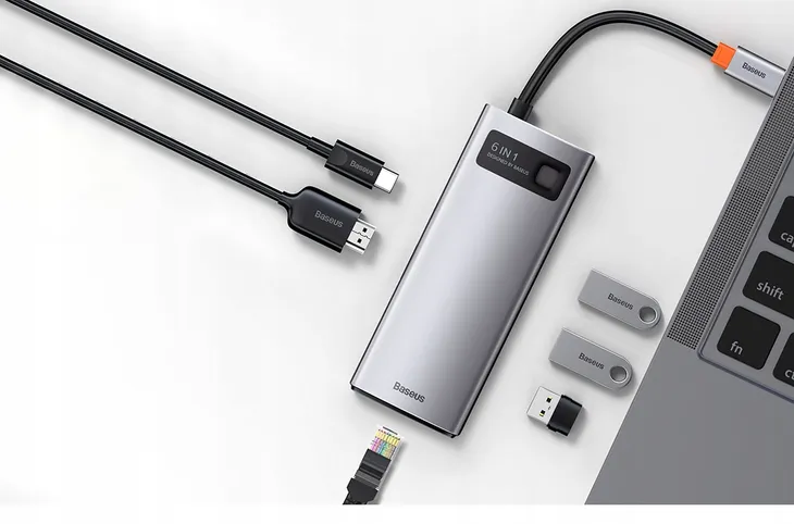 baseus-adapter-hub-6w1-usb-c-3xusb-hdmi-pd-rj45-liczba-portow-6-stan-opakowania-oryginalne