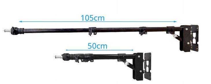 ﻿TELESKOPOWE RAMIĘ WYSIĘGNIK UCHWYT ŚCIENNY DO LAMP STUDYJNYCH 50 - 105cm