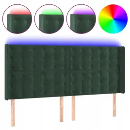 zaglowek-do-lozka-z-led-ciemnozielony-163x16x118-128cm-aksamit