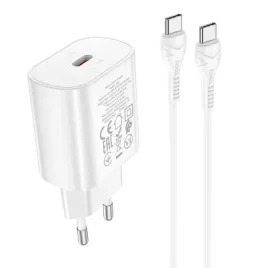 hoco-ladowarka-sieciowa-typ-c-kabel-typ-c-do-typ-c-pd-qc3-0-25w-n22-biala