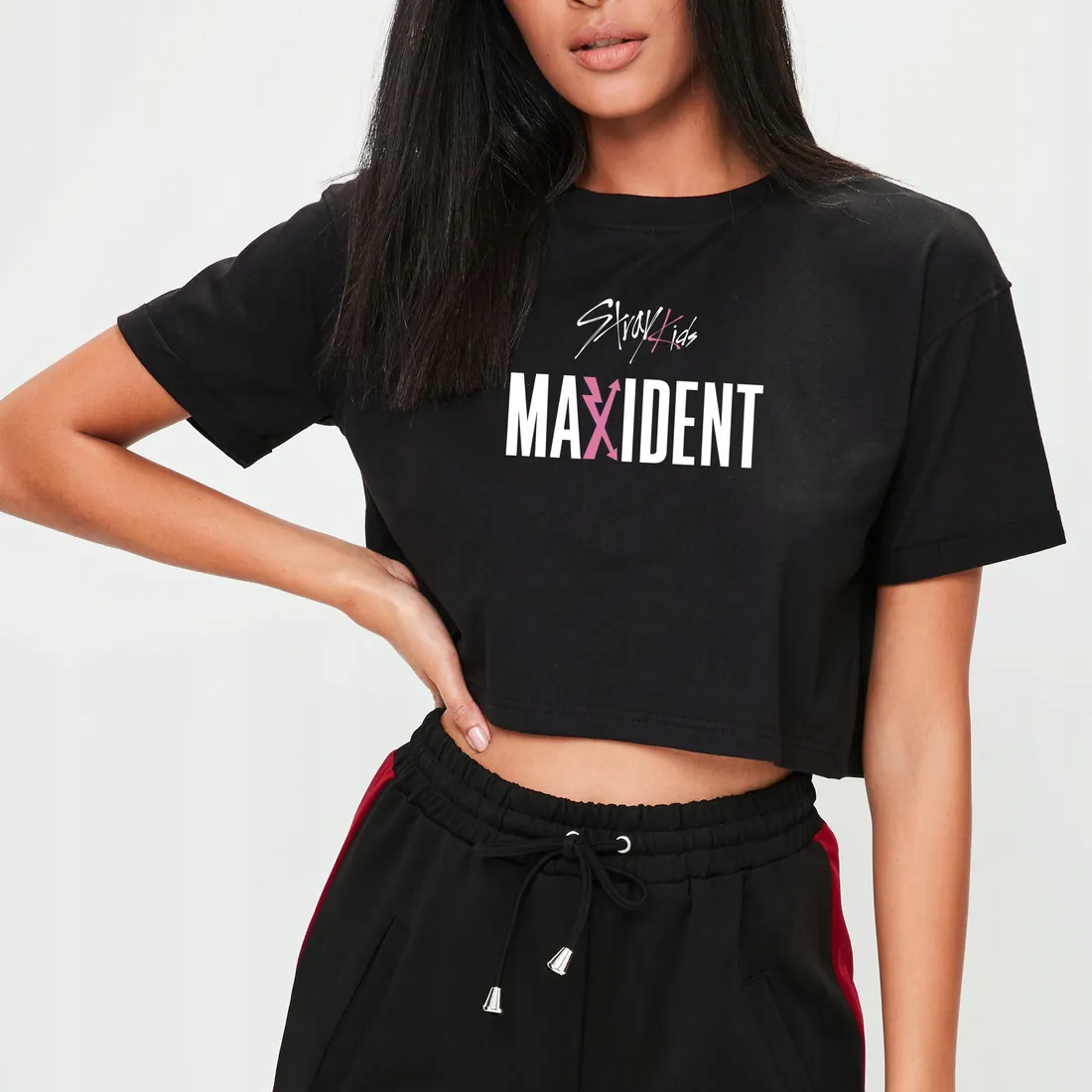 Damska Krótka Koszulka Czarna BLACKPINK Crop Top KPOP Muzyka