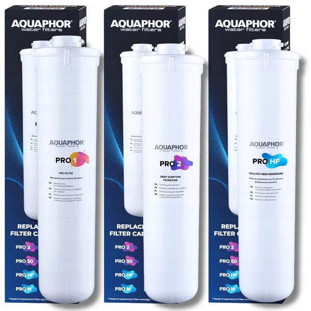 ﻿Wkłady zestaw filtrów PRO1 PRO2 PRO HF 3 szt do AQUAPHOR ECO PRO