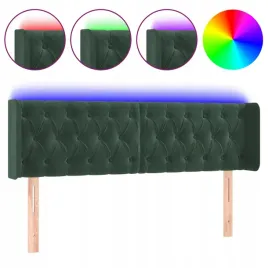 zaglowek-do-lozka-z-led-ciemnozielony-147x16x78-88cm-aksamit