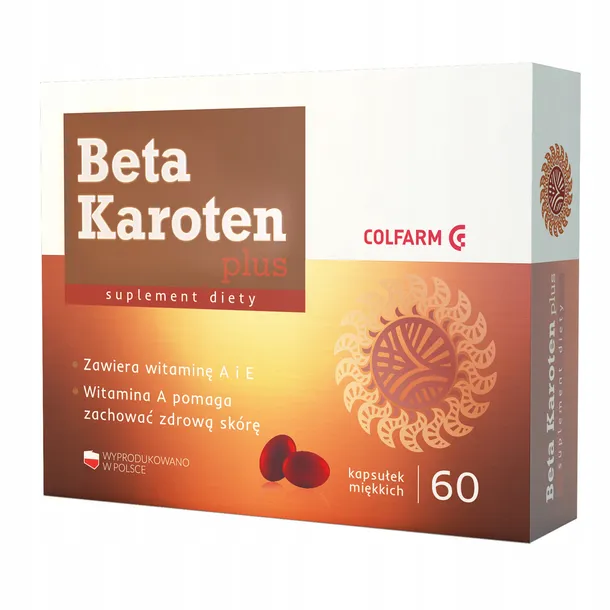 Colfarm Beta Karoten Plus - Witamina A i E dla zdrowej skóry i wzroku, 60 kapsułek