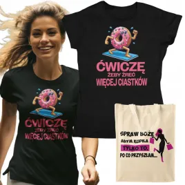 koszulka-damska-cwicze-zeby-jesc-wiecej-ciastkow-tshirt-damski-torba-r-l
