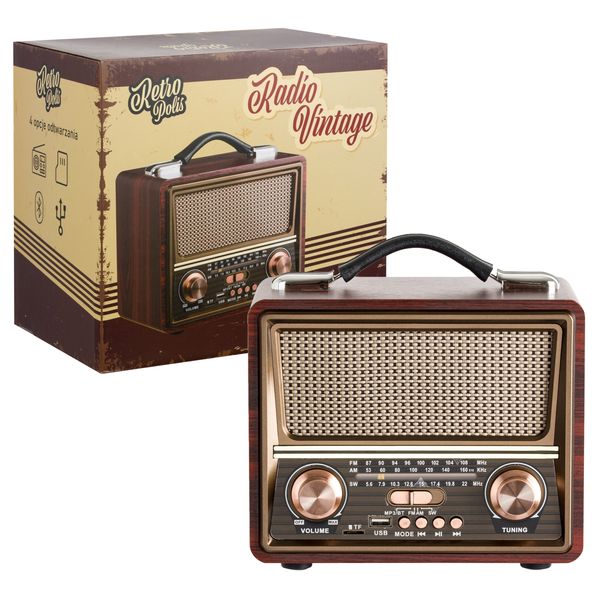 Retropolis Seattle Drewniane Radio FM BT Retro Vintage Kuchenne na baterie