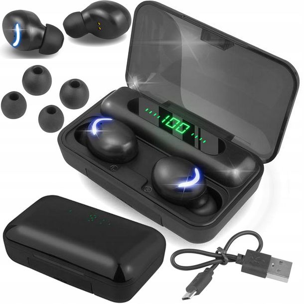 SŁUCHAWKI BEZPRZEWODOWE BLUETOOTH 5.1 F9 - PRO MODEL 2023 TWS + POWERBANK