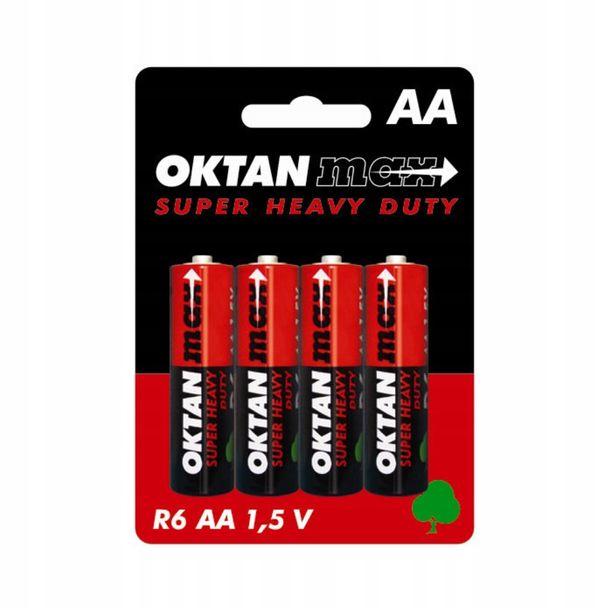 ﻿BATERIE CYNKOWO-WĘGLOWE OKTAN MAX SUPER HEAVY DUTY R6 AA 1,5V 4 szt.