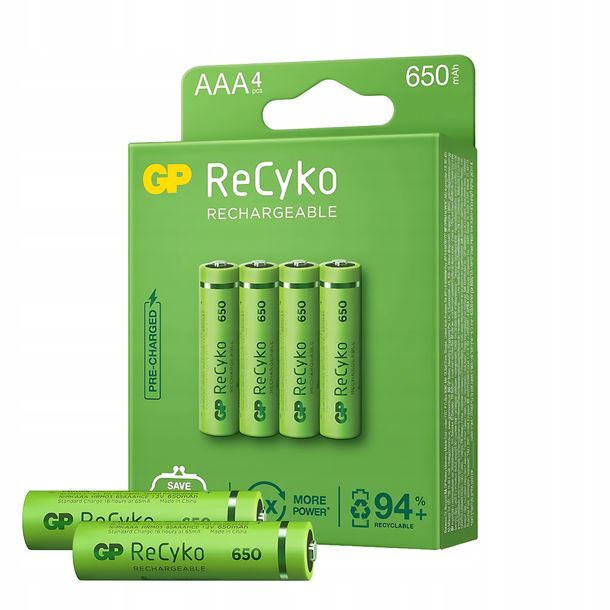 GP ReCyko Akumulatorki AAA NiMH ReCyko 650mAh 1 2V x4szt.