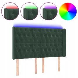 zaglowek-do-lozka-z-led-ciemnozielony-147x16x118-128cm-aksamit