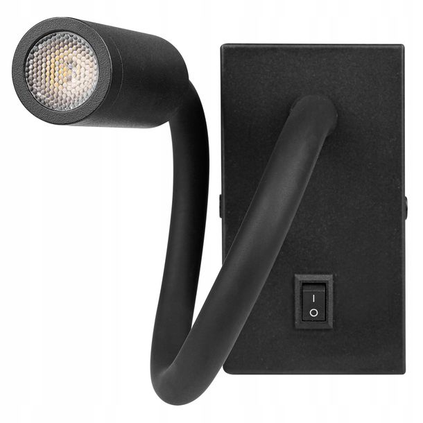 LAMPA ŚCIENNA LED KINKIET DO CZYTANIA WŁĄCZNIK CZARNY regulowana-Zdjęcie-0