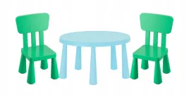 ikea-zestaw-mammut-stolik-dzieciecy-jasnoniebieski-85cm-2-krzeselka-zielony