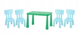 ikea-zestaw-mammut-stolik-jaskrawozielony-77x55-cm-4-krzeselka-niebieski