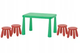 ikea-zestaw-mammut-stolik-jaskrawozielony-77x55-cm-4-stolki-czerwony