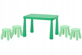 ikea-zestaw-mammut-stolik-dzieciecy-77x55-cm-4-stolki-jaskrawozielony
