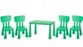 ikea-zestaw-mammut-stolik-dzieciecy-77x55-cm-4-krzeselka-jaskrawozielony