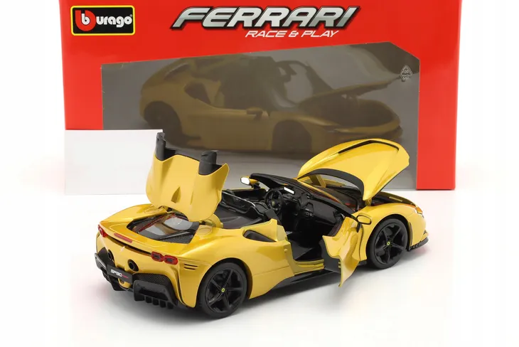 ferrari-sf90-spider-gold-bburago-stan-nowy-model-ferrari-sf90-stradale-hybrid-spider-2021-bburago