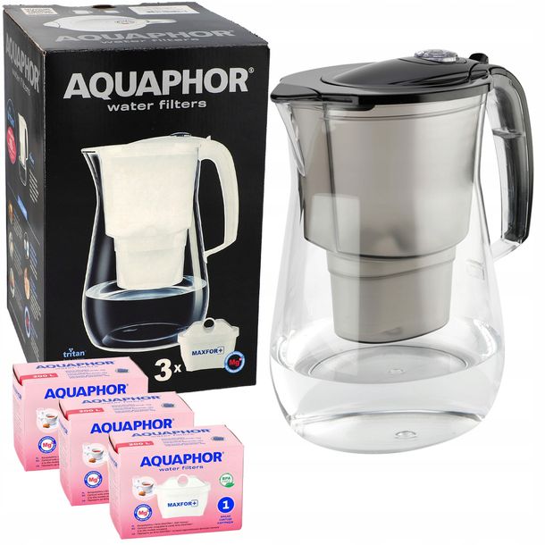 ﻿Dzbanek filtrujący wodę Aquaphor Onyx 4.2 L CZARNY TRITAN + 3 FILTRY MG+