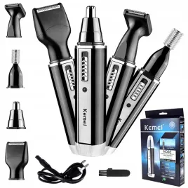 maszynka-trymer-4w1-do-wlosow-brody-nosa-brwi-kemei-4-nakladki-szczotka