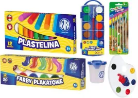 wyprawka-szkolna-farby-plakatowe-plastelina-pedzelki-astra-e
