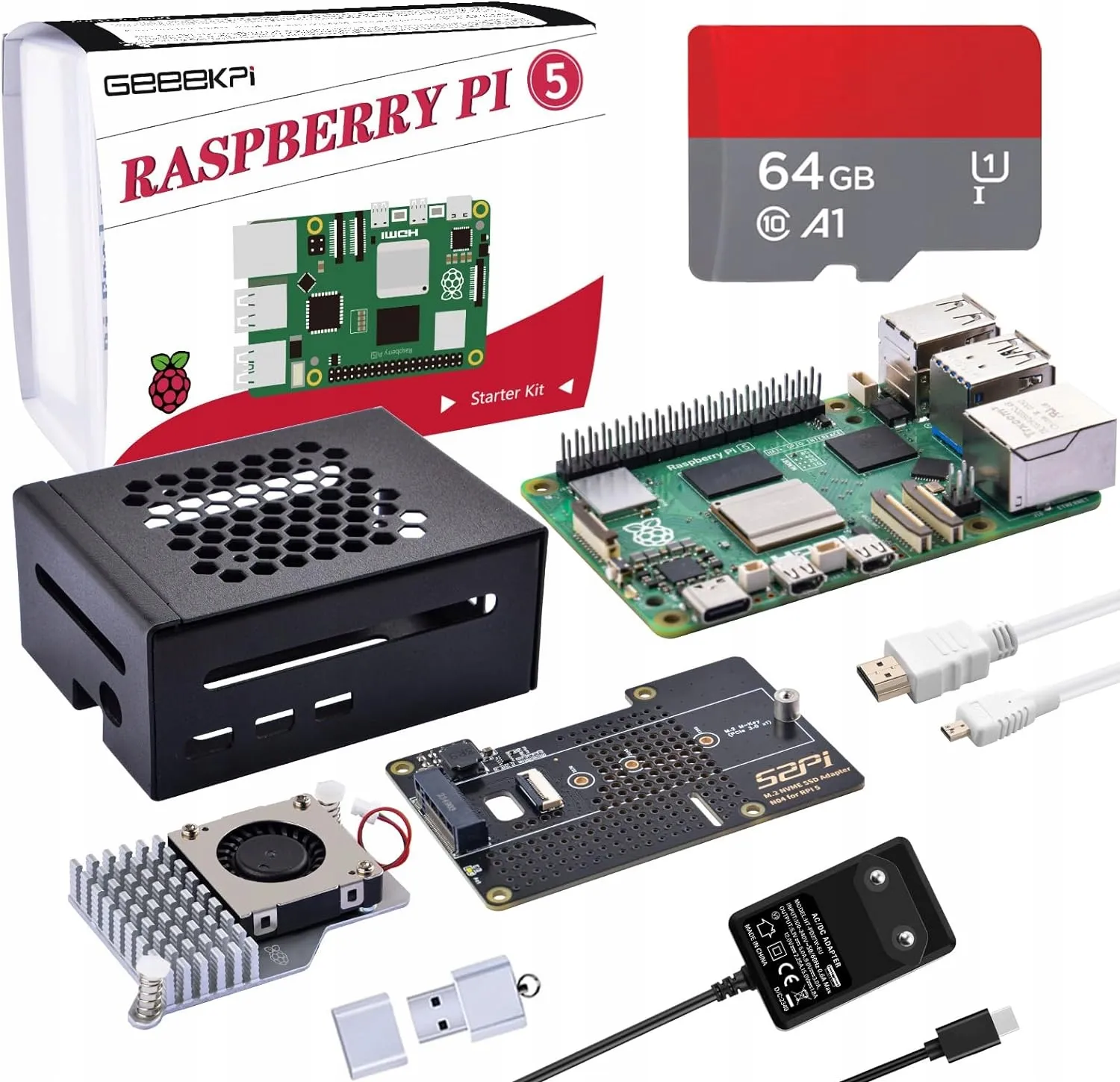 GeeekPi Raspberry Pi 5 8GB zestaw startowy z N04 M.2 NVMe