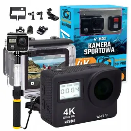 kamerka-sportowa-4k-wodoodporna-akcesoria-pilot-kijek-uchwyt-do-plywania