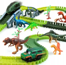 tor-wyscigowy-z-dinozaurami-dla-dzieci-6-dinozaurow-2-autka